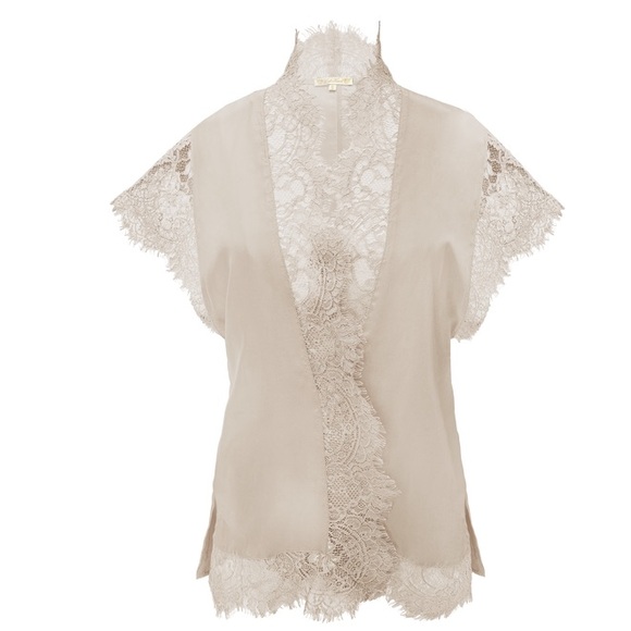 Gold Hawk Washable Silk Lace Open Front Wrap Top With Tie Belt & Belt Loops, NWT - Picture 1 of 1
